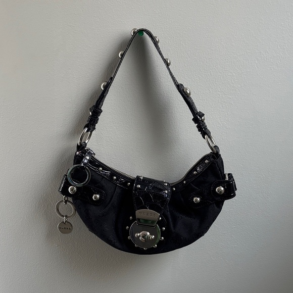 Guess Handbags - GUESS Black Studded Shoulder Bag